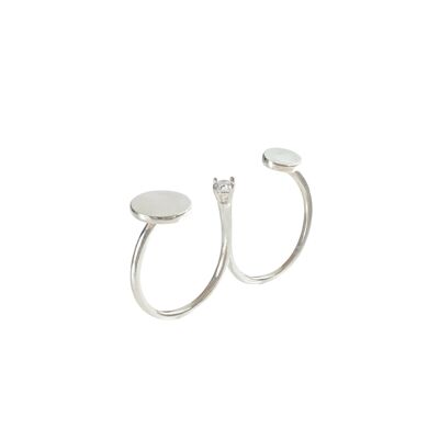 Sterling Silver Disc Double Ring
