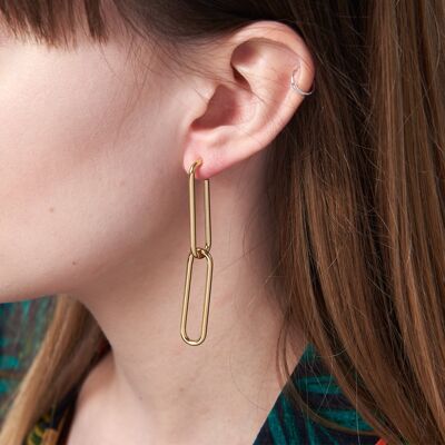 Sleek Linked Hoop Earrings - Gold plated