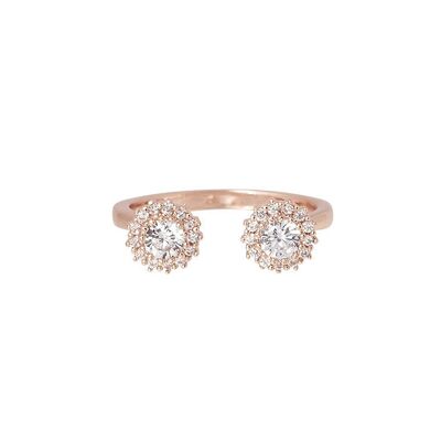 Double Flower Ring - Rose gold plated
