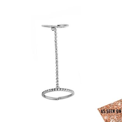Multi Chain Ring - White gold plated
