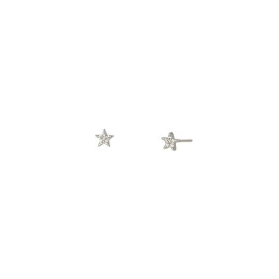 Tiny Star Studs White gold plated