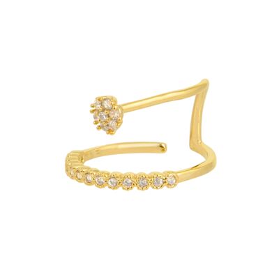 Tiny Flower Aside Ring - Gold