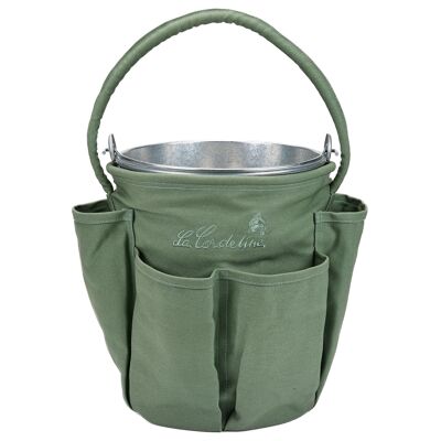 Bucket Galva 13L + Bolso Saco De Algodón Bordado Verde Gris La Cordeline