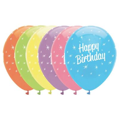 Happy Birthday Brights Mix Ballons en Latex Imprimé Tout Rond