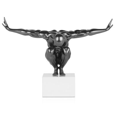 ADM - Escultura de resina 'Pequeño equilibrio' - Color antracita - 31,5 x 44 x 21 cm
