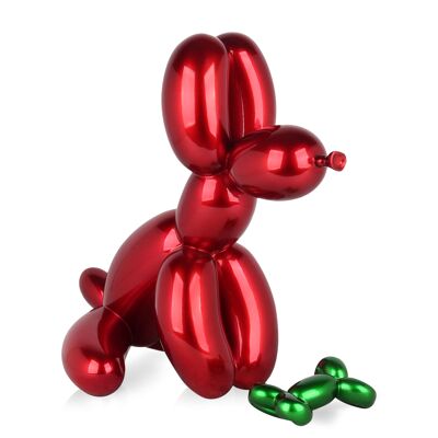 ADM - Sculpture en résine 'Chien ballon assis' - Couleur rouge - 46 x 31 x 50 cm