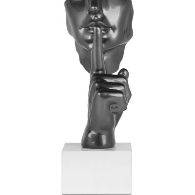 ADM - Sculpture en résine 'Visage d'homme abstrait' - Couleur anthracite - 48 x 16 x 14 cm