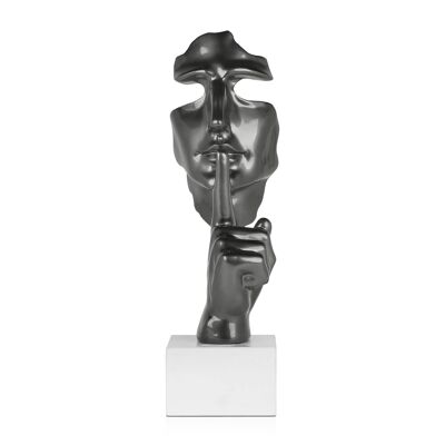 ADM - Sculpture en résine 'Visage d'homme abstrait' - Coloris Anthracite - 48 x 16 x 14 cm