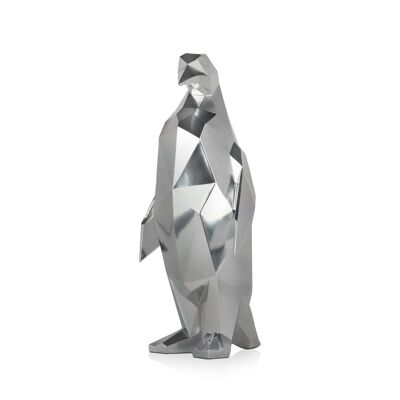ADM - Scultura in resina grande 'Pinguino' - Colore Argento - 50 x 22 x 19 cm