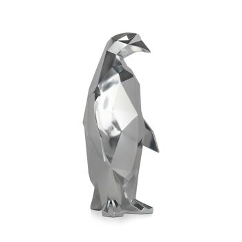 ADM - Grande sculpture en résine 'Pingouin' - Couleur argent - 50 x 22 x 19 cm 2