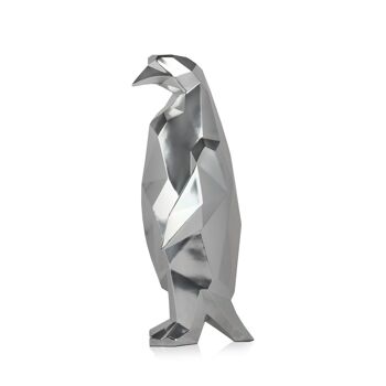 ADM - Grande sculpture en résine 'Pingouin' - Couleur argent - 50 x 22 x 19 cm 4