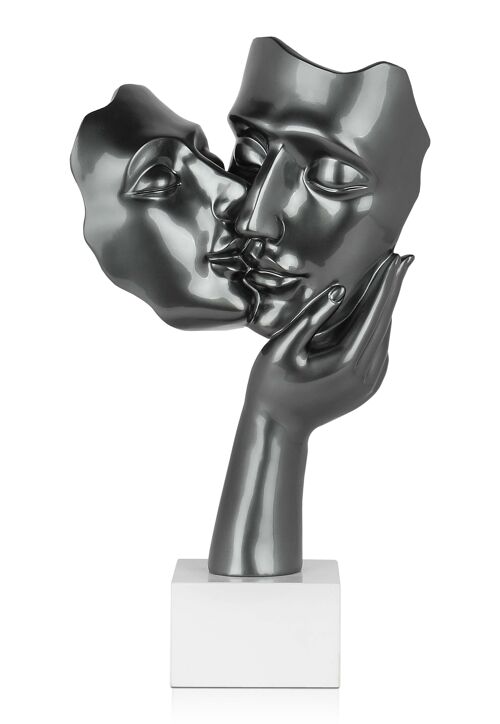 ADM - Scultura in resina 'Bacio tra amanti' - Colore Antracite - 50 x 27 x 14 cm