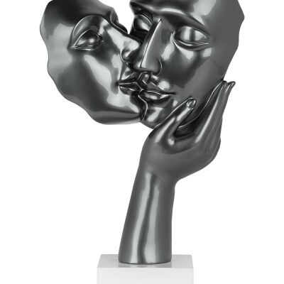 ADM - Sculpture en résine 'Baiser entre amants' - Couleur anthracite - 50 x 27 x 14 cm