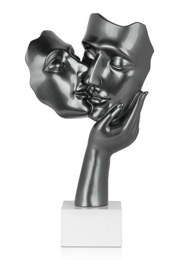 ADM - Sculpture en résine 'Baiser entre amants' - Couleur anthracite - 50 x 27 x 14 cm 1