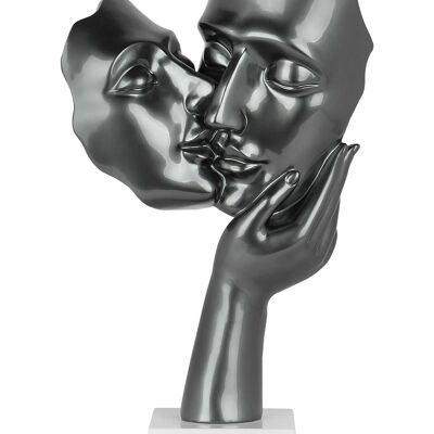 ADM - Sculpture en résine 'Baiser entre amants' - Couleur anthracite - 50 x 27 x 14 cm
