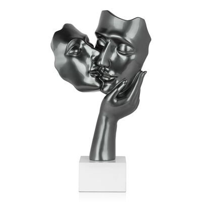 ADM - Scultura in resina 'Bacio tra amanti' - Colore Antracite - 50 x 27 x 14 cm