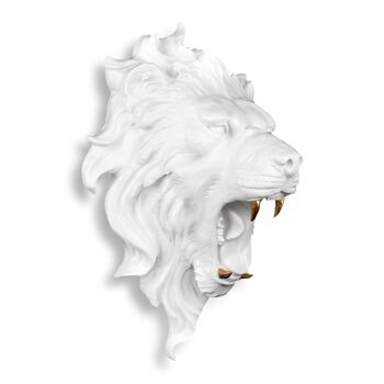 ADM - Sculpture en résine 'Tête de Lion' - Couleur blanche - 50 x 37 x 30 cm 5