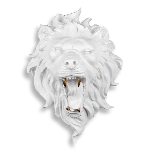 ADM - Scultura in resina 'Testa di leone' - Colore Bianco - 50 x 37 x 30 cm