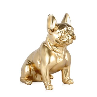 ADM - Escultura de Resina 'Bulldog Francés Sentado' - Color Dorado - 40 x 23 x 41 cm