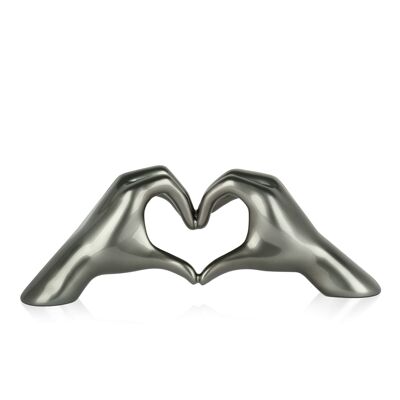 ADM - 'Hands in heart' resin sculpture - Anthracite color - 15 x 41 x 9 cm