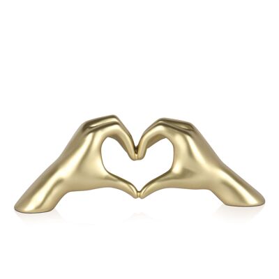 ADM - Scultura in resina 'Mani a Cuore' - Colore Oro - 15 x 41 x 9 cm