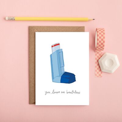 tarjeta de felicitación del inhalador | Tarjeta divertida del aniversario | Tarjeta de amor