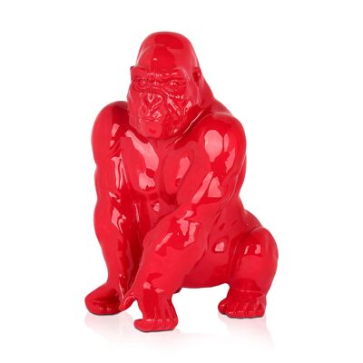 ADM - Sculpture en résine 'Orang-outan' - Coloris Rouge - 38 x 27 x 25 cm