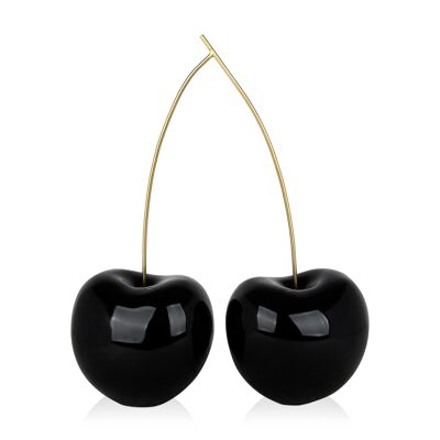 ADM - Sculpture en résine 'Double cerises' - Coloris Noir - 55 x 43 x 19 cm