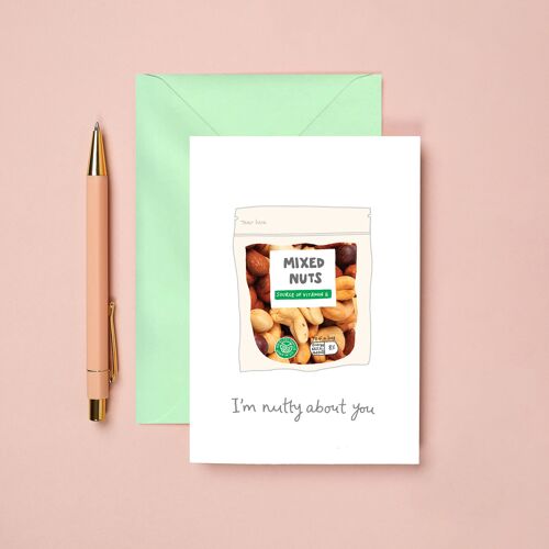 Nutty About You Greeting Card | Funny Valentines Card | Male