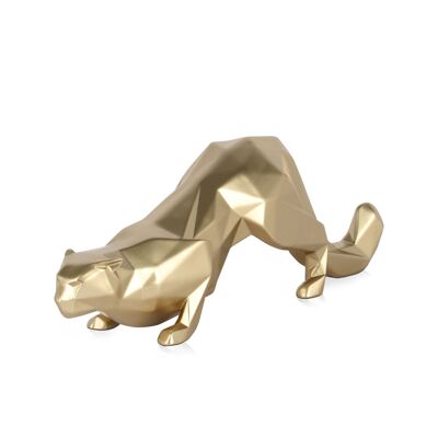 ADM - Escultura de resina 'Leopardo facetado' - Color dorado - 15 x 43 x 11 cm