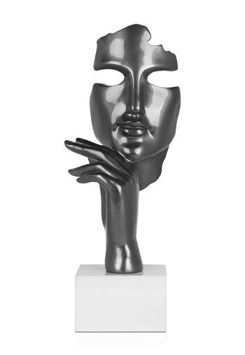 ADM - Sculpture en résine 'Visage de femme abstrait' - Couleur anthracite - 45 x 18 x 17 cm 5