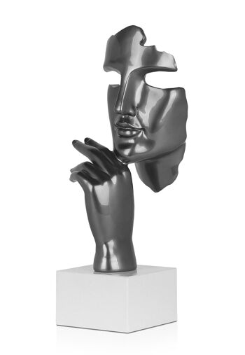 ADM - Sculpture en résine 'Visage de femme abstrait' - Couleur anthracite - 45 x 18 x 17 cm 6