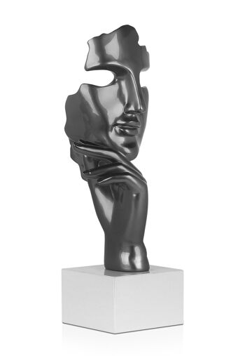 ADM - Sculpture en résine 'Visage de femme abstrait' - Couleur anthracite - 45 x 18 x 17 cm 7
