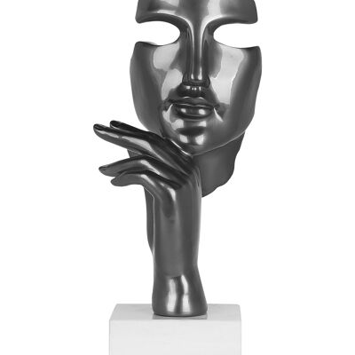 ADM - Sculpture en résine 'Visage de femme abstrait' - Couleur anthracite - 45 x 18 x 17 cm