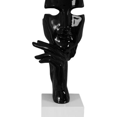 ADM - Sculpture en résine 'Visage de femme abstrait' - Couleur noire - 45 x 18 x 17 cm