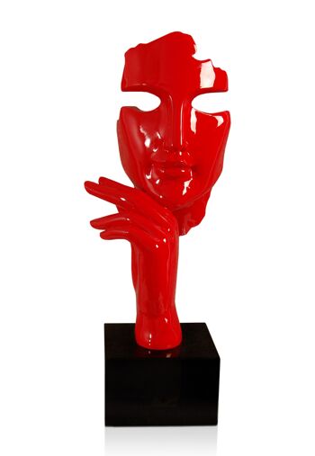 ADM - Sculpture en résine 'Visage de femme abstrait' - Couleur rouge - 45 x 18 x 17 cm 5