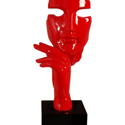 ADM - Escultura de resina 'Rostro de mujer abstracto' - Color rojo - 45 x 18 x 17 cm