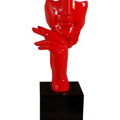 ADM - Sculpture en résine 'Visage de femme abstrait' - Couleur rouge - 45 x 18 x 17 cm