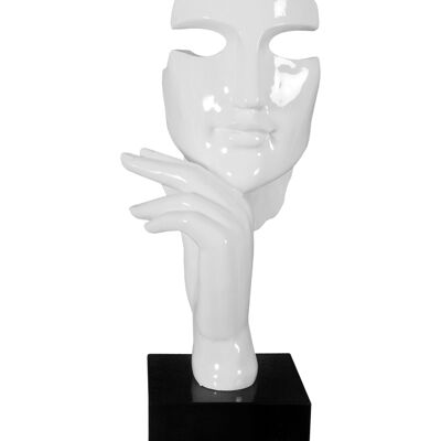 ADM - Sculpture en résine 'Visage de femme abstrait' - Couleur blanche - 45 x 18 x 17 cm