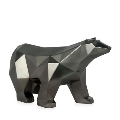 ADM - Resin sculpture 'Faceted polar bear' - Anthracite color - 25 x 45 x 17 cm