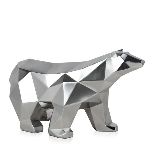 ADM - Scultura in resina 'Orso polare sfaccettato' - Colore Argento - 25 x 45 x 17 cm