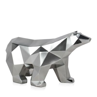 ADM - Sculpture in resin 'Faceted polar bear' - Silver color - 25 x 45 x 17 cm