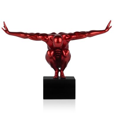 ADM - Escultura de resina 'Pequeño equilibrio' - Color Rojo metalizado - 31,5 x 44 x 21 cm