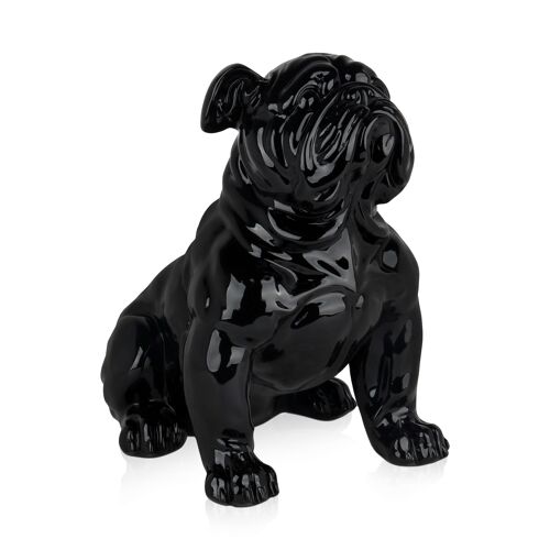 ADM - Scultura in resina 'Bulldog inglese seduto' - Colore Nero - 45 x 33 x 41 cm