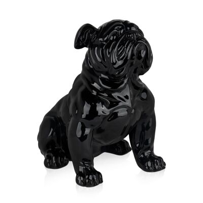 ADM - Harzskulptur 'Englische Bulldogge sitzend' - Schwarze Farbe - 45 x 33 x 41 cm