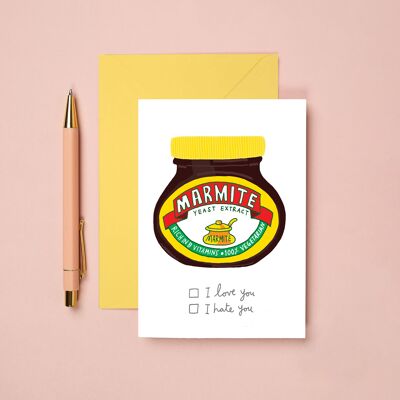 Biglietto d'auguri di Marmite | Carta di anniversario divertente | Carta d'amore