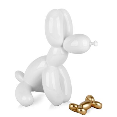 ADM - Escultura de resina 'Perro globo sentado' - Color blanco - 46 x 31 x 50 cm