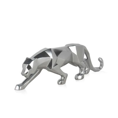 ADM - Harzskulptur 'Panther' - Silberfarbe - 14 x 45 x 9 cm