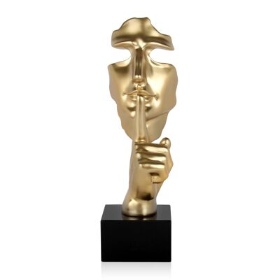 ADM - Sculpture en résine 'Visage d'homme abstrait' - Couleur Or - 48 x 16 x 14 cm