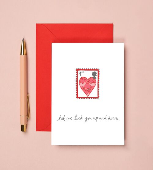 Stamp Greeting Card | Funny Valentines Card | Kinky Love